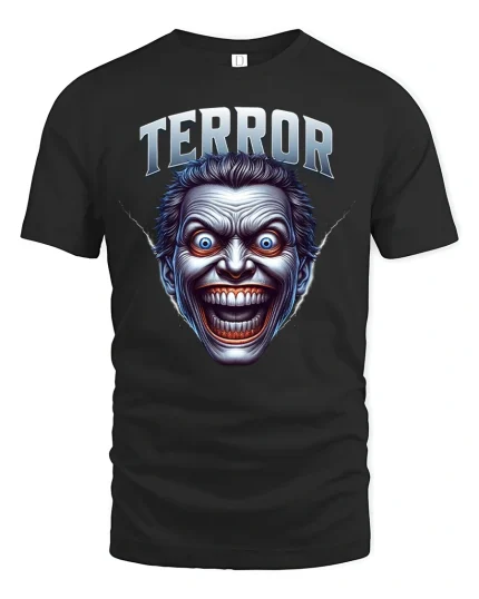 Terror Face Horror T-shirt - black t-shirt on white background