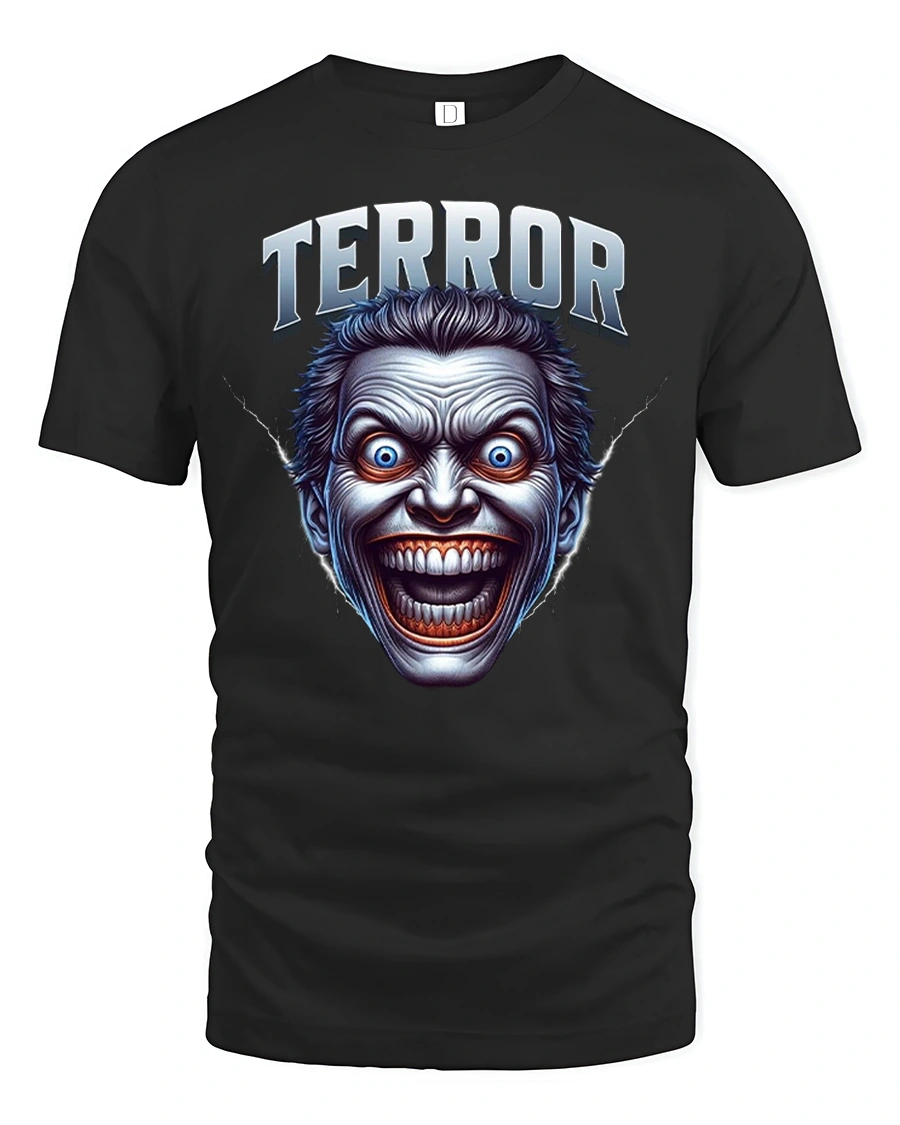 Terror Face Horror T-shirt - 1 Terror Face Horror T-shirt - black t-shirt on white background