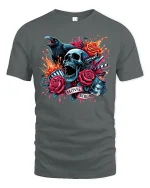 Movie Screams Horror Skull T-shirt - gray t-shirt on white background