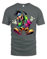 Colorful Hip Hop Dog Streetwear T-shirt - gray t-shirt on white background