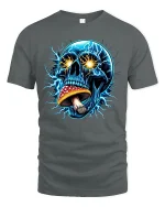 Electric Skull With Mushroom Tee - gray t-shirt on white background