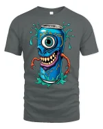 Monster Soda Can Cyclops T-shirt - gray t-shirt on white background