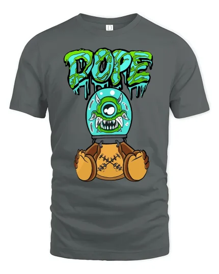 Dope Monster Teddy Bear T-shirt - gray t-shirt on white background