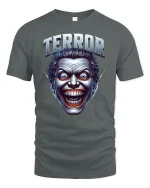 Terror Face Horror T-shirt - gray t-shirt on white background