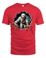 Creepy Zombie Nurse Claw T-shirt - red t-shirt on white background
