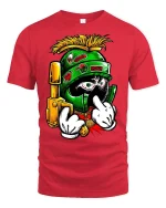 Space Warrior Cartoon Graphic T-shirt - red t-shirt on white background