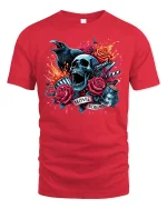 Movie Screams Horror Skull T-shirt - red t-shirt on white background