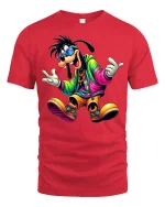 Colorful Hip Hop Dog Streetwear T-shirt - red t-shirt on white background