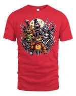 Creepy Animatronic Horror Squad T-shirt - red t-shirt on white background