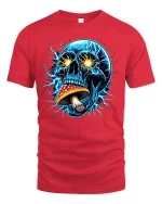 Electric Skull With Mushroom Tee - red t-shirt on white background