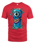 Monster Soda Can Cyclops T-shirt - red t-shirt on white background