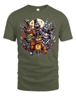 Creepy Animatronic Horror Squad T-shirt - military green t-shirt on white background