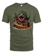 Desert Rattlesnake Cactus Graphic T-shirt - military green t-shirt on white background