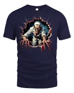 Creepy Zombie Nurse Claw T-shirt - navy t-shirt on white background
