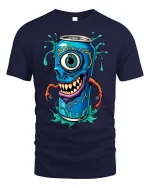 Monster Soda Can Cyclops T-shirt - navy t-shirt on white background