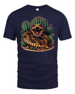 Desert Rattlesnake Cactus Graphic T-shirt - navy t-shirt on white background