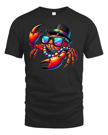 Cool Crab Party Vibes Funny T-shirt - black t-shirt on white background