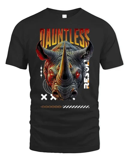 Dauntless Rhino Graphic Streetwear T-shirt - black t-shirt on white background
