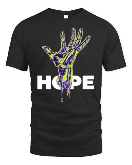 Futuristic Hope Hand Tee - black t-shirt on white background