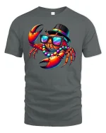 Cool Crab Party Vibes Funny T-shirt - gray t-shirt on white background