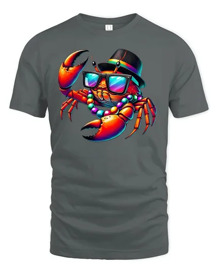 Cool Crab Party Vibes Funny T-shirt - gray t-shirt on white background