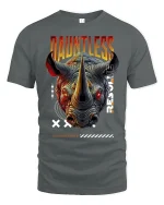 Dauntless Rhino Graphic Streetwear T-shirt - gray t-shirt on white background