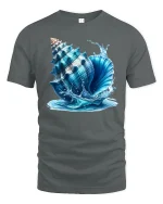 Ocean Seashell Splash Graphic T-shirt - gray t-shirt on white background