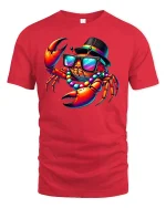 Cool Crab Party Vibes Funny T-shirt - red t-shirt on white background