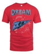 Dream Big Money Plane Tee - red t-shirt on white background