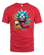 Crazy Cartoon Monster Face Tee - red t-shirt on white background