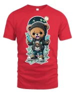 Hip Hop Money Bear Streetwear T-shirt - red t-shirt on white background