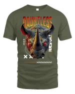 Dauntless Rhino Graphic Streetwear T-shirt - military green t-shirt on white background