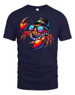 Cool Crab Party Vibes Funny T-shirt - navy t-shirt on white background