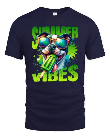 Summer Vibes Dog Popsicle T-shirt - navy t-shirt on white background