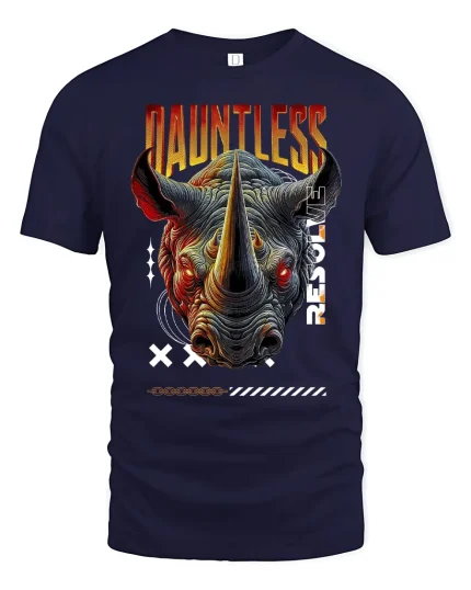 Dauntless Rhino Graphic Streetwear T-shirt - navy t-shirt on white background