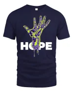 Futuristic Hope Hand Tee - navy t-shirt on white background