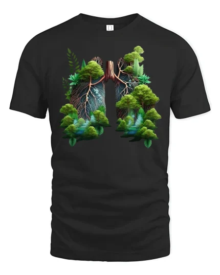 Forest Lungs Nature Art Tee - black t-shirt on white background