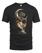 Surreal Moon Hand Tree Nature T-shirt - black t-shirt on white background