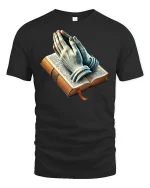 Faithful Prayer Hands Bible Graphic Tee - black t-shirt on white background