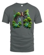 Forest Lungs Nature Art Tee - gray t-shirt on white background