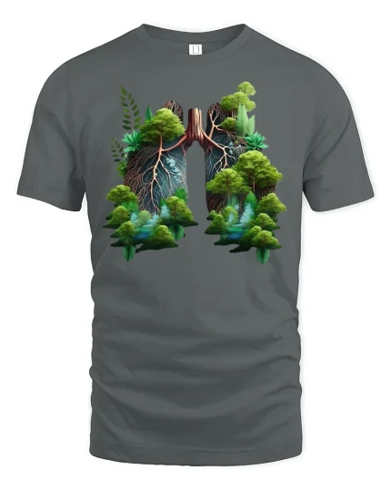 Forest Lungs Nature Art Tee - gray t-shirt on white background