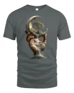 Surreal Moon Hand Tree Nature T-shirt - gray t-shirt on white background