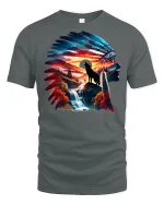 Wolf Spirit Mountain Sunset Nature T-shirt - gray t-shirt on white background