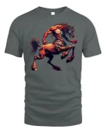 Fierce Centaur Warrior Mythology T-shirt - gray t-shirt on white background