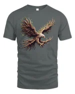Nature Spirit Eagle Tree Roots T-shirt - gray t-shirt on white background