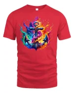 Fiery Anchor Nautical Flame T-shirt - red t-shirt on white background