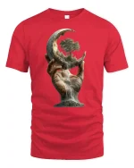 Surreal Moon Hand Tree Nature T-shirt - red t-shirt on white background