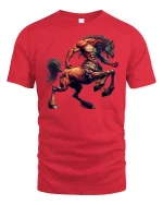 Fierce Centaur Warrior Mythology T-shirt - red t-shirt on white background