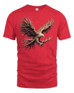 Nature Spirit Eagle Tree Roots T-shirt - red t-shirt on white background