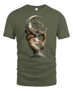 Surreal Moon Hand Tree Nature T-shirt - military green t-shirt on white background